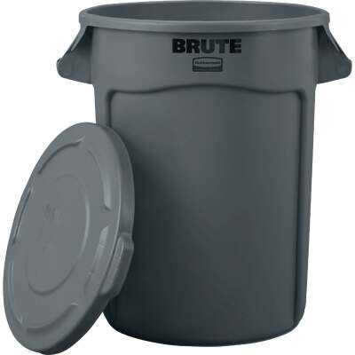 Brute 32 Gal. Gray Trash Can With Lid